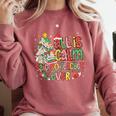 Book Tree All Is Calm Said No Teacher Ever Christmas Comfort Colors Sweatshirt Orchid