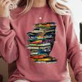 Book Women Graphic Art Colorful Eyes Comfort Colors Sweatshirt Orchid