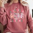 All Booked For Christmas Book Coffee Latte Gingerbread Comfort Colors Sweatshirt Orchid