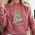 All Booked For Christmas Book Christmas Tree Lights Bookish Comfort Colors Sweatshirt Orchid All Booked For Christmas Book Christmas Tree Lights Bookish Comfort Colors Sweatshirt Orchid