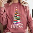All Booked For Christmas Book Christmas Tree Lights Comfort Colors Sweatshirt Orchid