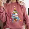 All Booked For Christmas Teacher Reading Student Bookworm Comfort Colors Sweatshirt Orchid