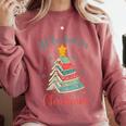 All Booked For Christmas Tree Book Bookish Christmas Comfort Colors Sweatshirt Orchid All Booked For Christmas Tree Book Bookish Christmas Comfort Colors Sweatshirt Orchid