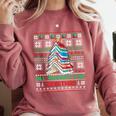 All Booked For Christmas Tree Book Ugly Christmas Sweatshirt Comfort Colors Sweatshirt Orchid