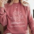 My Weekend Is Booked Floral Book Comfort Colors Sweatshirt Orchid