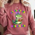 All Booked For Mardi Gras Crocodile Reading Book Teacher Comfort Colors Sweatshirt Orchid All Booked For Mardi Gras Crocodile Reading Book Teacher Comfort Colors Sweatshirt Orchid