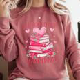 All Booked For Valentine Books Lover Teacher Floral Comfort Colors Sweatshirt Orchid