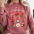 All Booked For Valentine Coquette Bow Girl Women Teacher Comfort Colors Sweatshirt Orchid