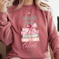 Bookish Babes Club Cute Pink Book Stack With Bow Comfort Colors Sweatshirt Orchid Bookish Babes Club Cute Pink Book Stack With Bow Comfort Colors Sweatshirt Orchid