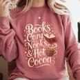 Books Cozy Nooks Hot Cocoa Winter Reading Warmth Comfort Comfort Colors Sweatshirt Orchid