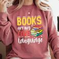 Books Are My Love Language Stack Comfort Colors Sweatshirt Orchid