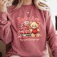 Books Are My Love Language Teddy Bear Book Lovers Valentine Comfort Colors Sweatshirt Orchid