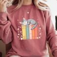 Books Lover Cute Sleepy Cat Relax Reading Vibe Comfort Colors Sweatshirt Orchid