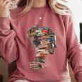 Books Lover Women Art Colorful Drawing Graphic Books Comfort Colors Sweatshirt Orchid