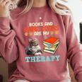 BOOKS AND MAINE COONS ARE MY THERAPY Main Coon Comfort Colors Sweatshirt Orchid BOOKS AND MAINE COONS ARE MY THERAPY Main Coon Comfort Colors Sweatshirt Orchid