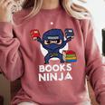 Books Ninja Read Reading Librarian Book Toddler Boys Kids Comfort Colors Sweatshirt Orchid