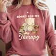 Books Are My Therapy Cozy Reading Chair Artwork Comfort Colors Sweatshirt Orchid