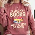 I Like My Books With a Side Of Panic Thriller Comfort Colors Sweatshirt Orchid I Like My Books With a Side Of Panic Thriller Comfort Colors Sweatshirt Orchid