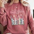 The Bookshelf Of a Hopeless Romantic Rom-Com Reading Bookish Comfort Colors Sweatshirt Orchid