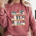 Bookshelves With Books & Plants Premium Comfort Colors Sweatshirt Orchid