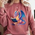Bookworm Book Lover Women Girls Dragon Reading Comfort Colors Sweatshirt Orchid