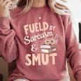 Bookworm Fueled By Sarcasm And Smut Book Reading Comfort Colors Sweatshirt Orchid