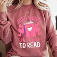 Bookworm Just A Girl Who Loves To Read Comfort Colors Sweatshirt Orchid Bookworm Just A Girl Who Loves To Read Comfort Colors Sweatshirt Orchid