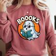 BOOOKS Cute Ghost Reading Books Halloween Comfort Colors Sweatshirt Orchid