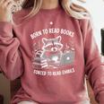 Born To Read Books Forced To Read Emails Bookish Racoon Comfort Colors Sweatshirt Orchid Born To Read Books Forced To Read Emails Bookish Racoon Comfort Colors Sweatshirt Orchid