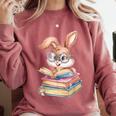 Bunny Rabbit Reading Books Rabbit Books Bunny Reader Comfort Colors Sweatshirt Orchid
