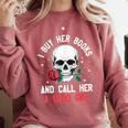 I Buy Her Books And Call Her A Good Girl Skull Rose Bookworm Comfort Colors Sweatshirt Orchid