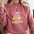Caffelotl Cute Axolotl Pun Coffee Book Lover Kawaii Humor Comfort Colors Sweatshirt Orchid