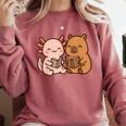 Capybara Axolotl Kawaii Kids Anime Book Lover Reading Comfort Colors Sweatshirt Orchid Capybara Axolotl Kawaii Kids Anime Book Lover Reading Comfort Colors Sweatshirt Orchid