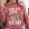Carve Out Time To Read Halloween Ghost Books Raglan Baseball Tee Comfort Colors Sweatshirt Orchid