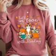 Cat Fall In Love With Reading Book Lover Autumn Comfort Colors Sweatshirt Orchid