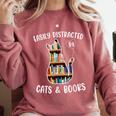 Cat Lover Tee Women Book Lover Reading Librarian Read Comfort Colors Sweatshirt Orchid