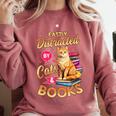 Cat Shirts For Women Book Lover Shirt Cats And Books Comfort Colors Sweatshirt Orchid