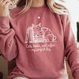 Cats Books And Coffee – My Perfect Day Cat Lover Comfort Colors Sweatshirt Orchid