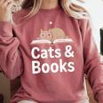 Cats And Books Comfort Colors Sweatshirt Orchid