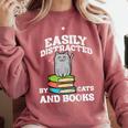 Cats And Books Read Reading Librarian Book Across America Comfort Colors Sweatshirt Orchid