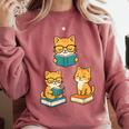Cats Reading Book Lover Reading Bookworm Reader Comfort Colors Sweatshirt Orchid