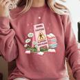 Caution Slippery When Reading Book Reader Comfort Colors Sweatshirt Orchid