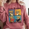 Cheetah Love Reading And Cheetahs Kids Bookworm Comfort Colors Sweatshirt Orchid