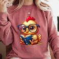 Chicken Reading a Book Farm Animal Chick Comfort Colors Sweatshirt Orchid Chicken Reading a Book Farm Animal Chick Comfort Colors Sweatshirt Orchid