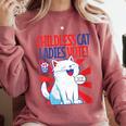 Childless Cat Ladies Vote Kamala Harris Cute Comic Book Cat Comfort Colors Sweatshirt Orchid