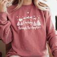 Christmas Book Lover Santa Dashing Through One More Chapter Comfort Colors Sweatshirt Orchid