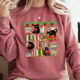 Christmas Cat Santa Bookshelves Book Lover Reader Comfort Colors Sweatshirt Orchid