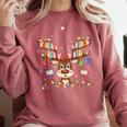 Christmas Librarian Reindeer Matching Family Book Lover Xmas Comfort Colors Sweatshirt Orchid