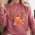 Christmas Librarian Reindeer Xmas Book Teachers Love Reading Comfort Colors Sweatshirt Orchid