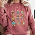 Christmas Library Gingerbread Man Books Lover Bookworm Comfort Colors Sweatshirt Orchid